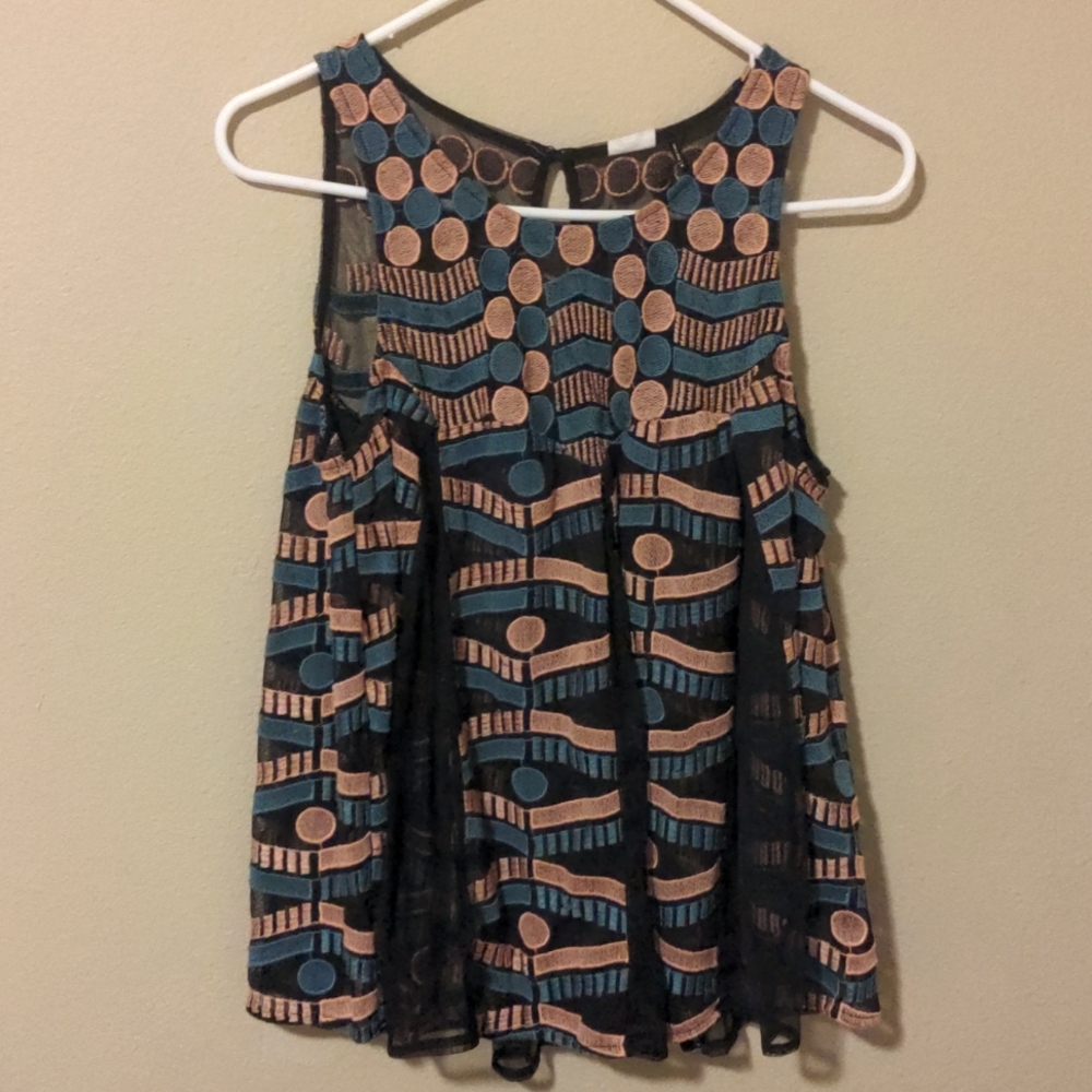 Akemi + Kin Anthropologie Medium Mesh Shirt, polka dots